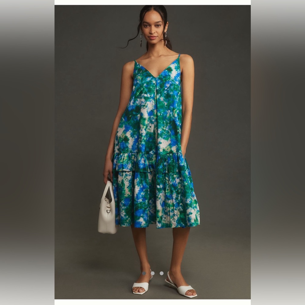Anthropologie Corey Lynn Calter V-Neck Ruffle Midi Dress Size M